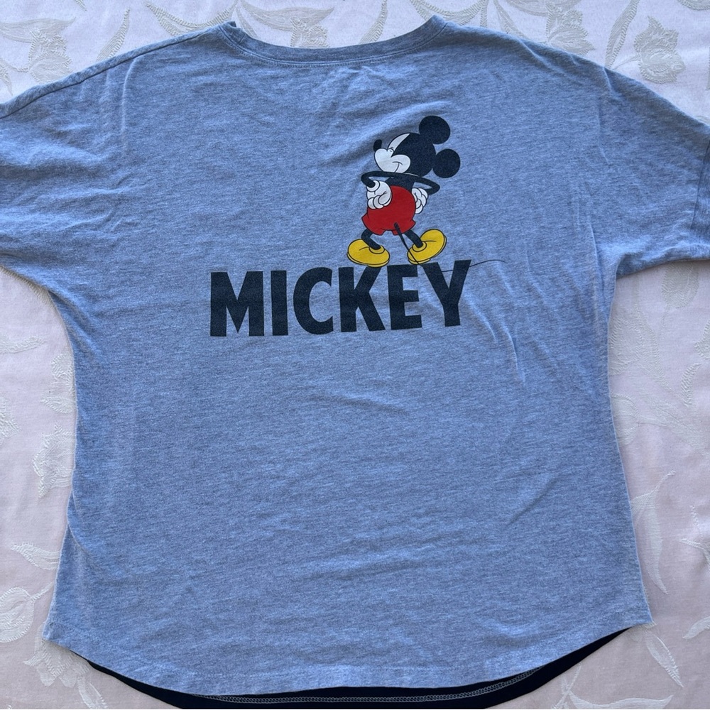 Mickey Mouse longsleeve T-shirt gray and black; Offset Arm Seams; Women’s Medium - Picture 2 of 5